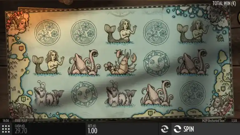 1429 Uncharted Seas pokies for Aussie players with pirate symbols and reels