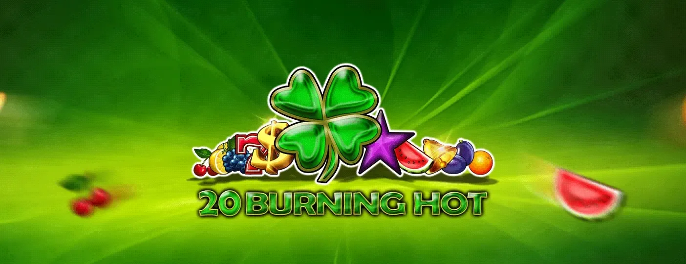 20 Burning Hot fruit slot game with cherries lemons and sevens symbols.