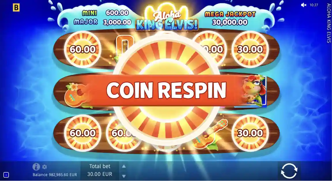 Aloha King Elvis slot gameplay with wilds and bonus features