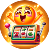 Joyful character playing at a slot machine