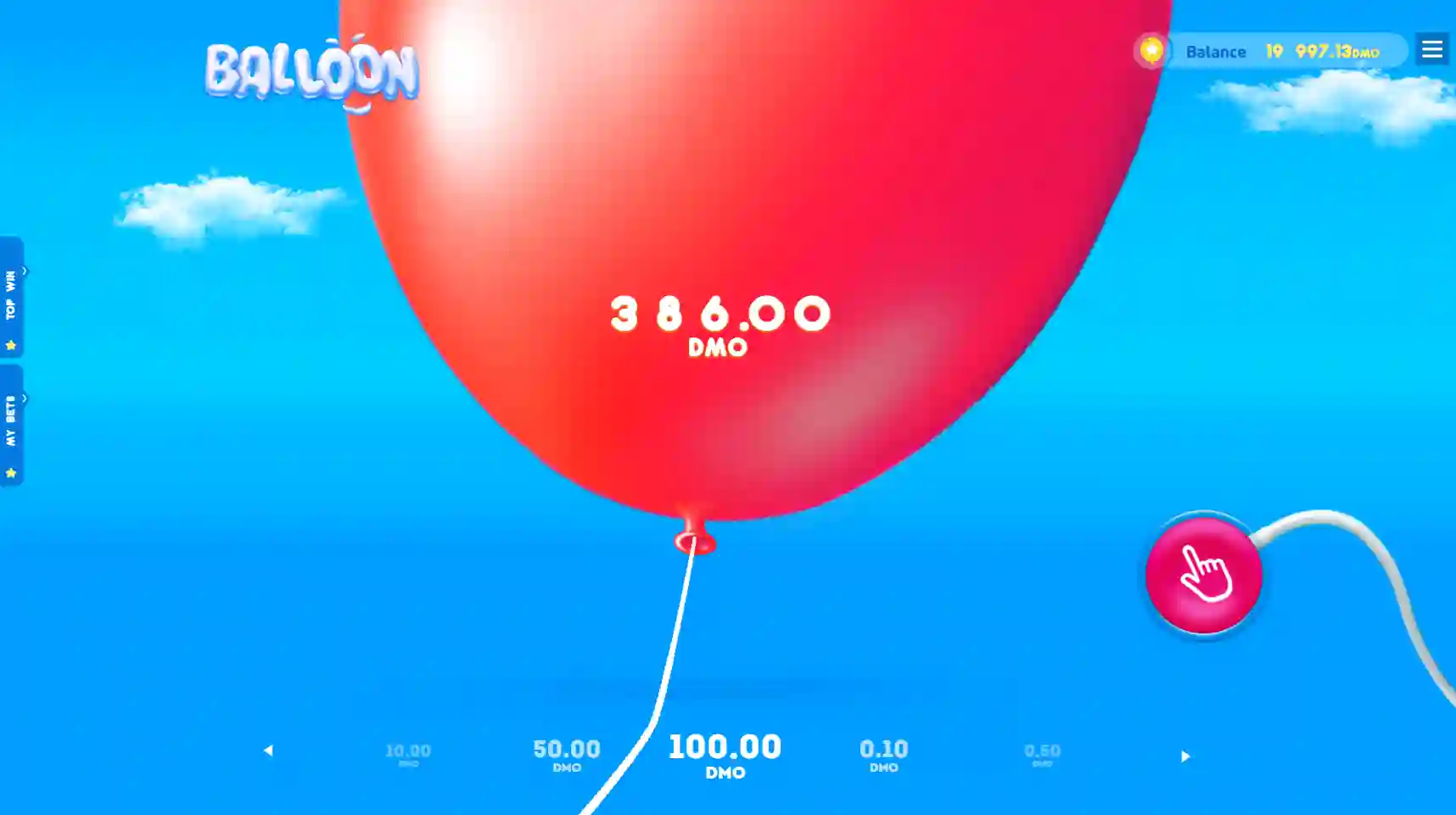 Balloon slot gameplay with floating balloons and multiplier mechanics