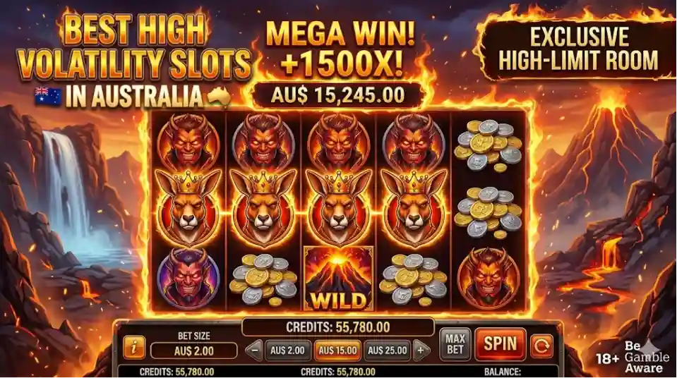 best high volatility slots with big win potential and risky gameplay for Aussie players