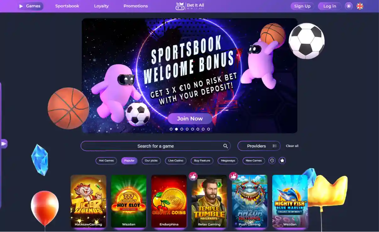 Bet It All Casino logo with bold branding and online gaming style design