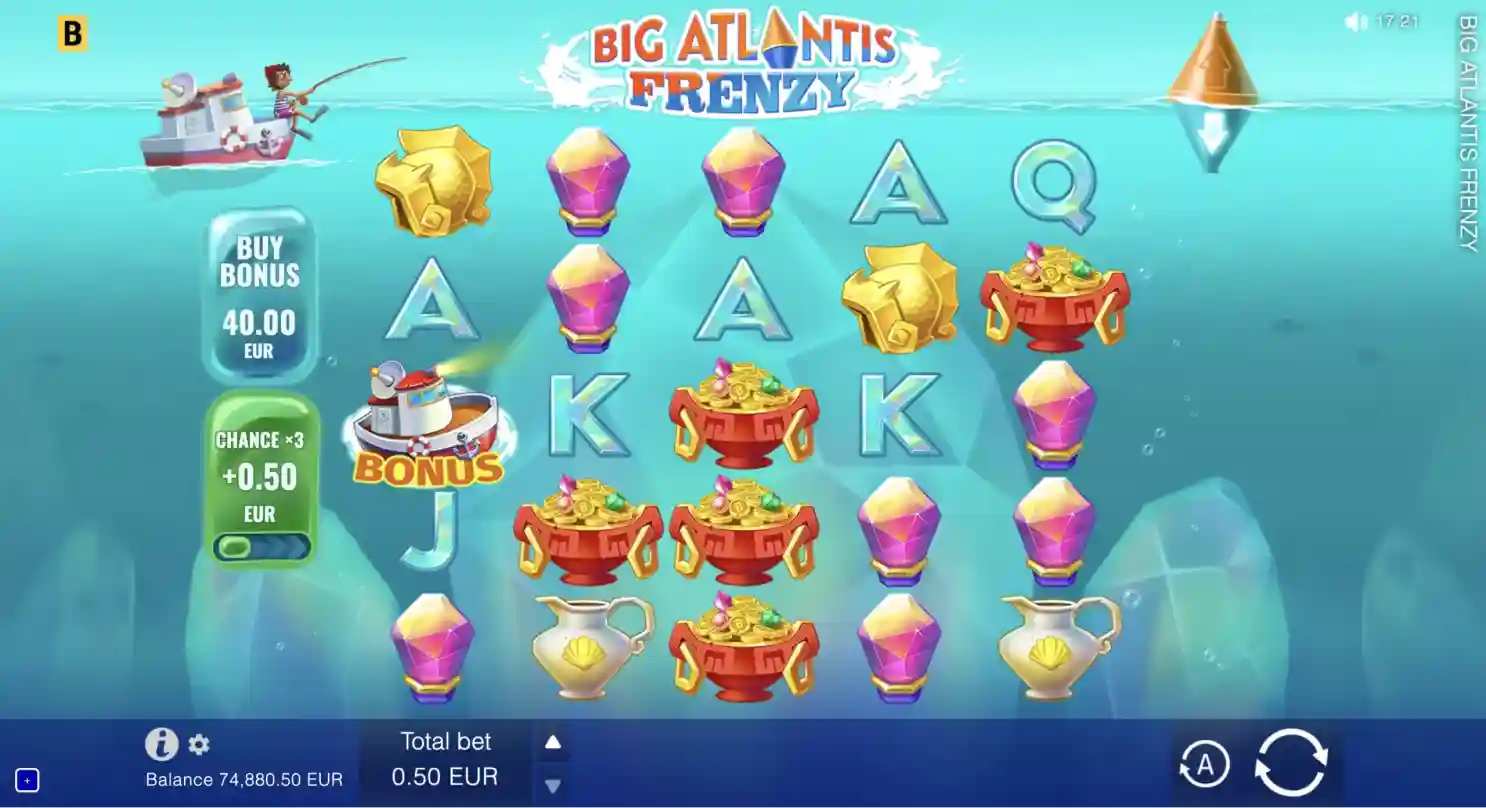 Big Atlantis Frenzy slot logo with underwater theme and Atlantis design