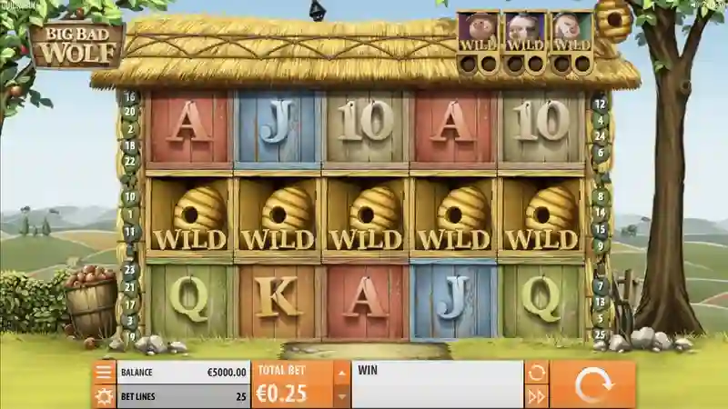 Big Bad Wolf slot gameplay with swooping reels and wild features