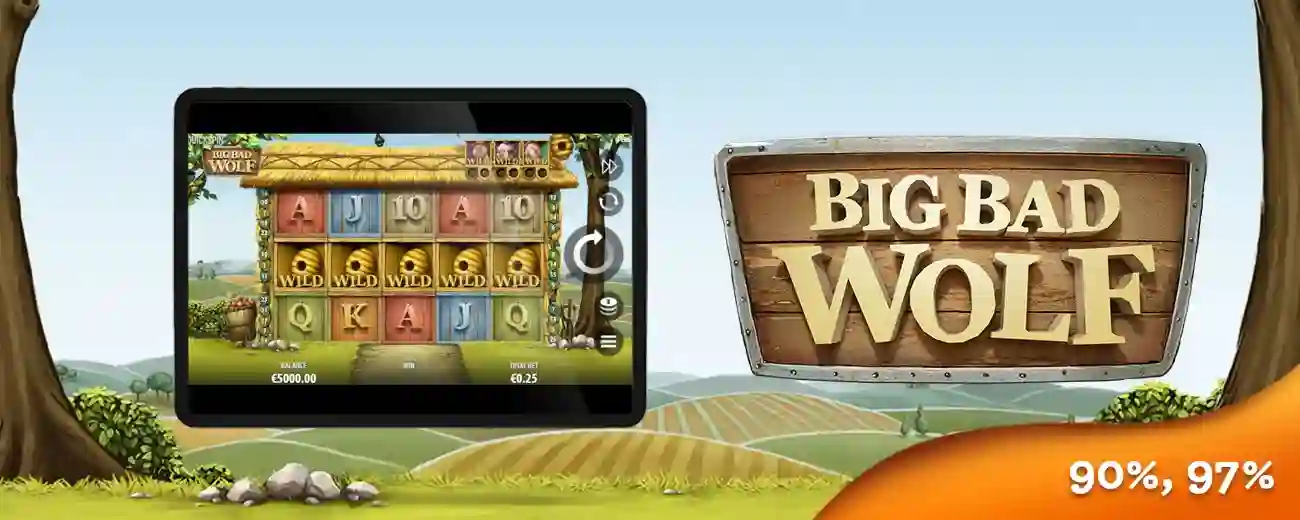 Big Bad Wolf slot logo with wolf character and fairytale theme
