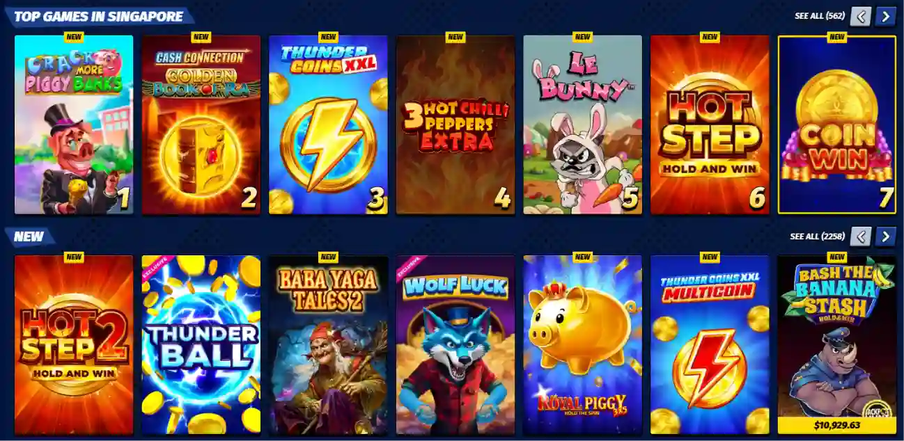 Big Bash games lobby with slot games and casino titles for Aussie players
