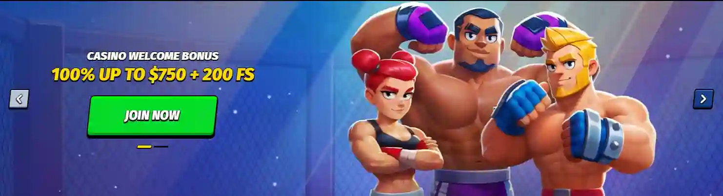 Big Bash casino welcome bonus banner with 100 percent up to 750 dollars and 200 free spins.