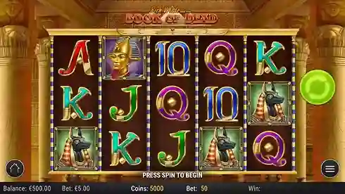 Book of Dead slot gameplay with book scatter and free spins bonus