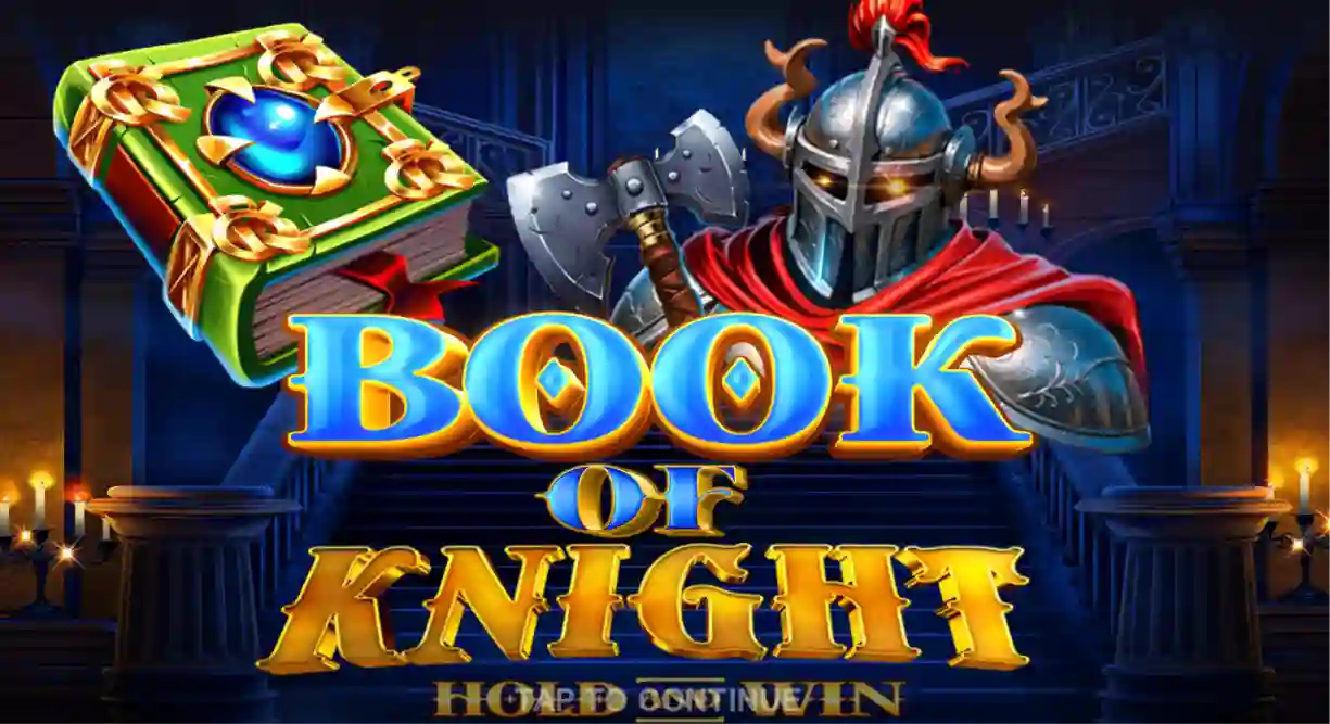 Book of Knights slot logo with medieval theme and ancient book symbol