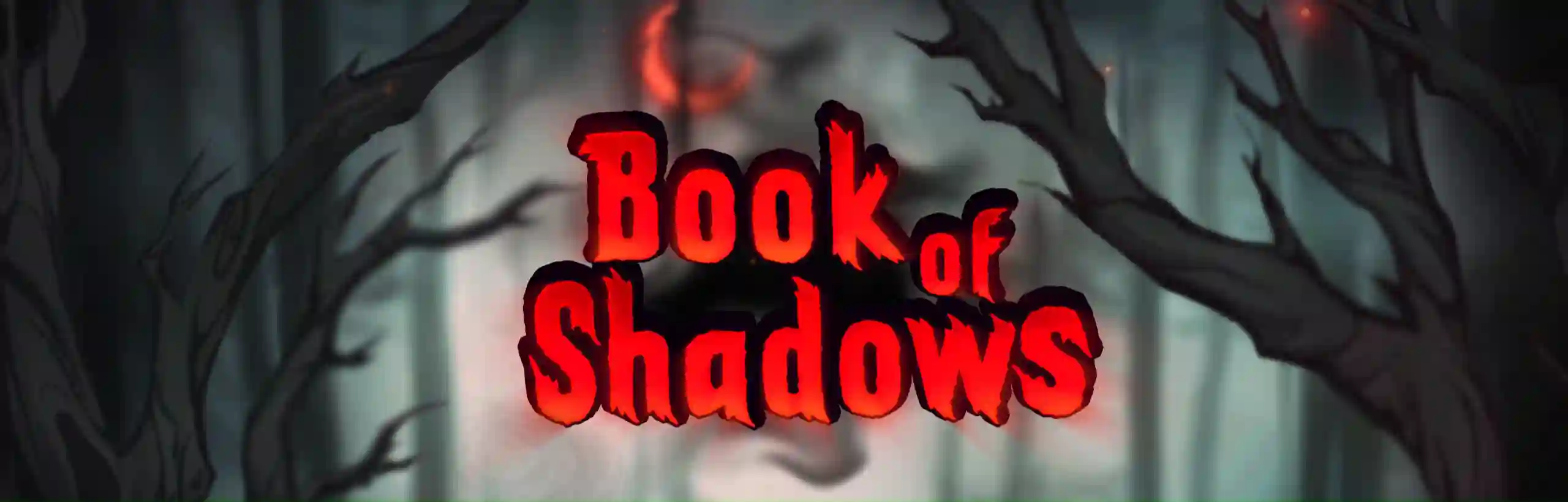 Book of Shadows slot logo with dark fantasy theme and mysterious book symbol