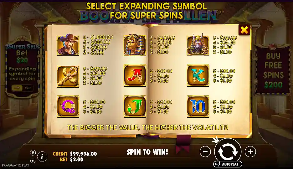 Book of the Fallen slot gameplay with book scatter and free spins feature