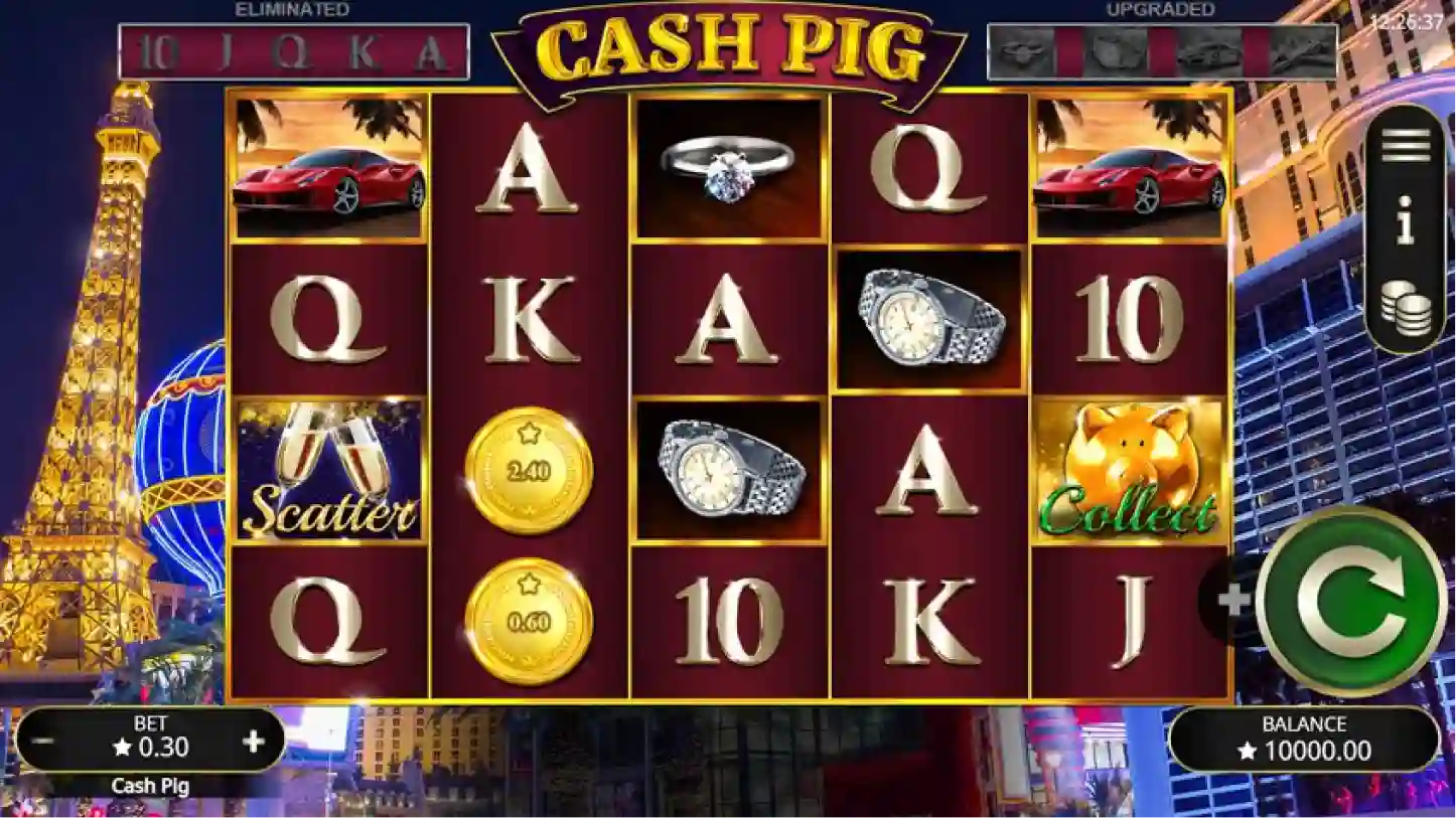 Cash Pig slot logo with lucky pig theme and coin symbols