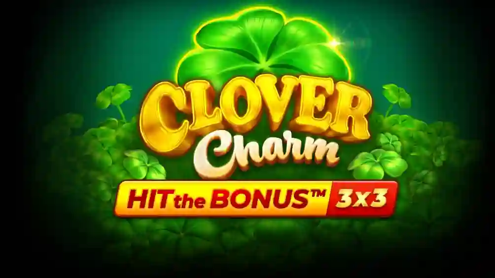 Clover Charm slot logo with lucky clover theme and magical design.