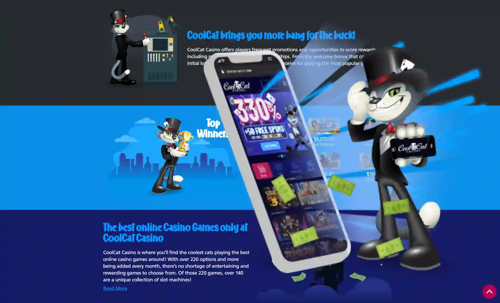 Cool Cat Casino welcome bonus with deposit match and free spins for new players