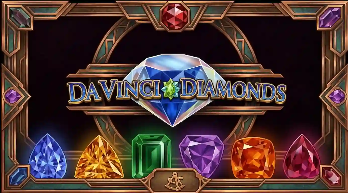 Da Vinci Diamonds slot logo with Renaissance art theme and diamond symbol