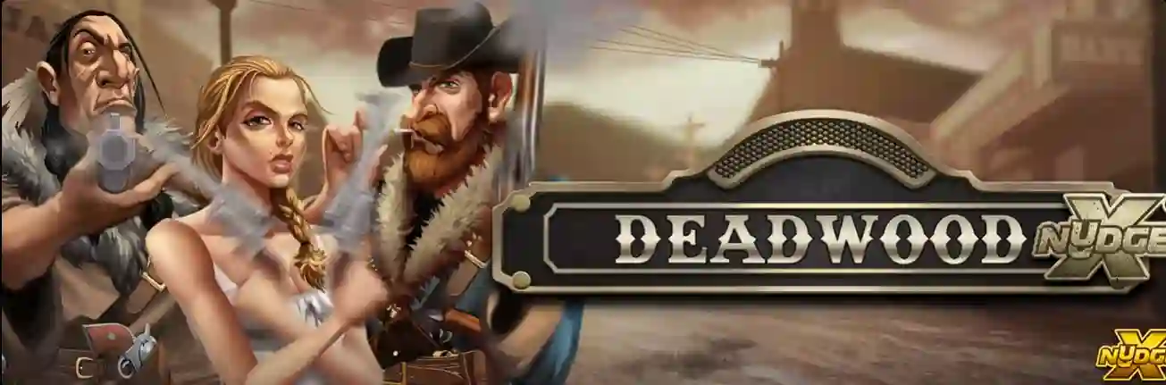 Deadwood slot logo with wild west theme and outlaw characters design