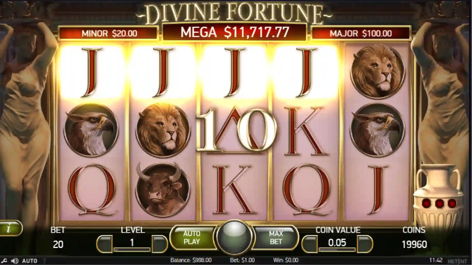 Divine Fortune pokies for Aussie players with Zeus symbols and reels