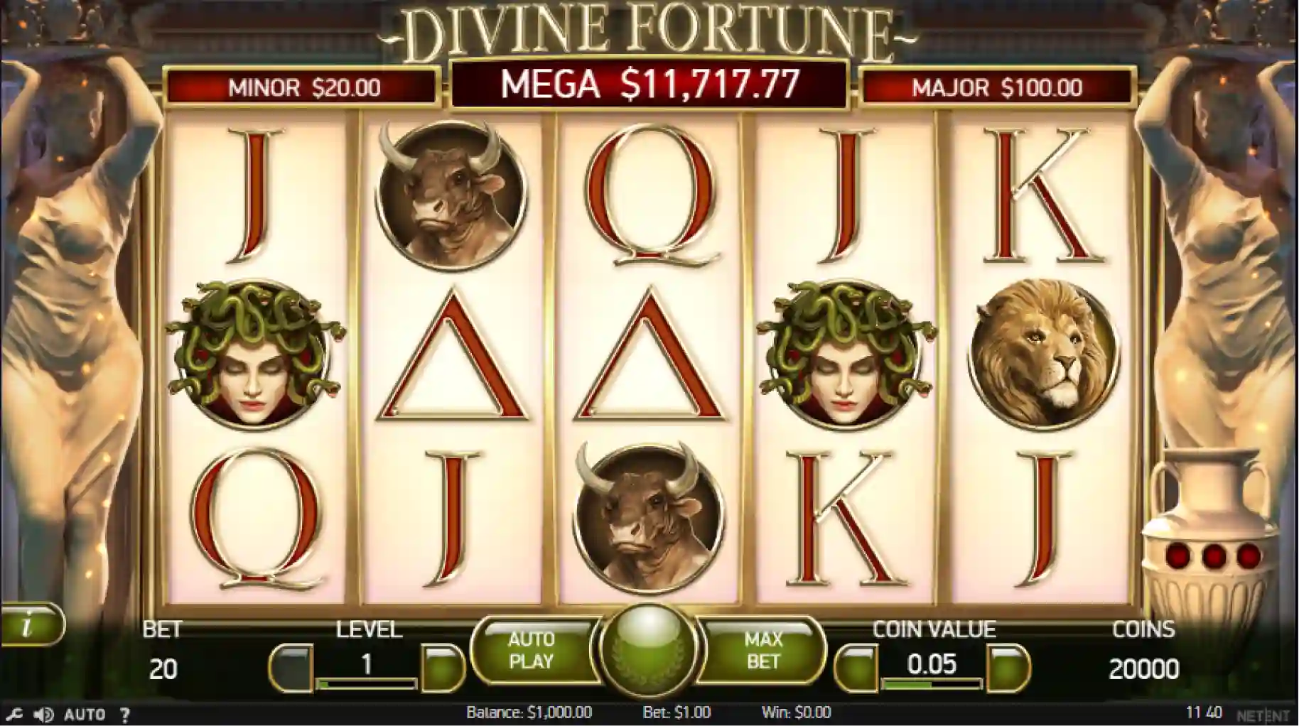 Divine Fortune slot logo with Greek mythology theme and golden design