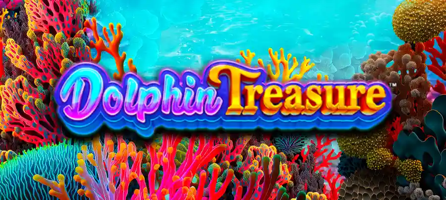 Dolphin Treasure slot logo with ocean theme and dolphin symbol