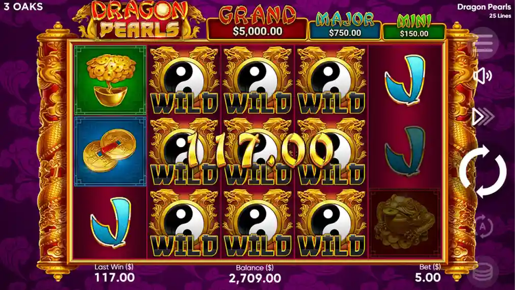Dragon Pearls pokies for Aussie players with dragon and pearl icons