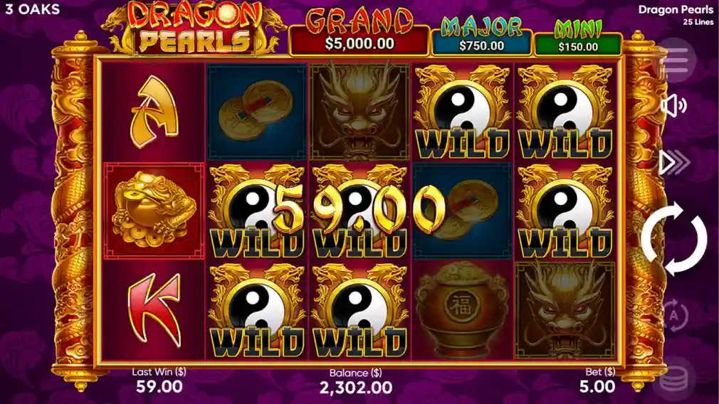 Dragon Pearls slot logo with Asian theme and golden pearl symbols