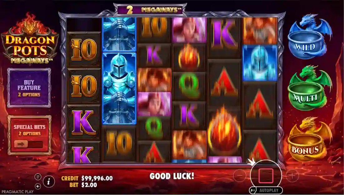 Dragon Pot slot gameplay with hold and spin bonus feature