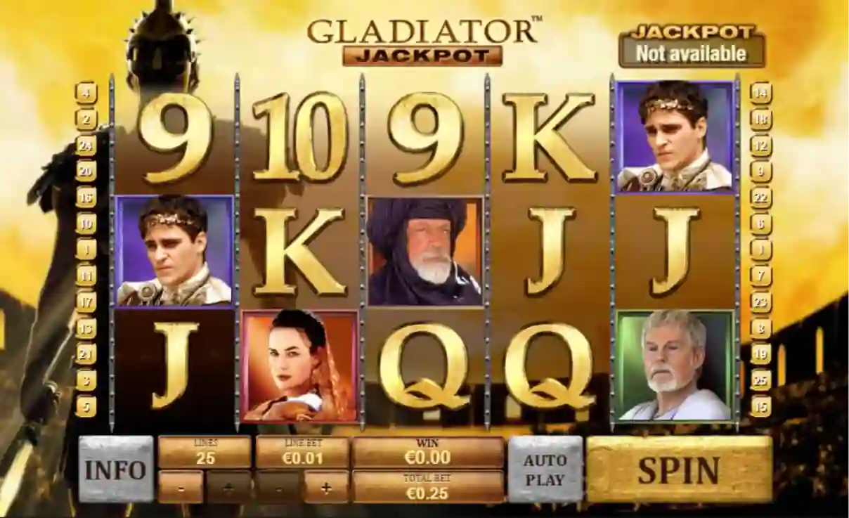 Gladiator slot logo with Roman arena theme and warrior character design