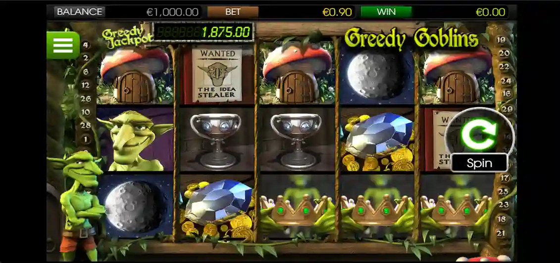 Goblins Treasure slot logo with fantasy goblin theme and gold treasure design
