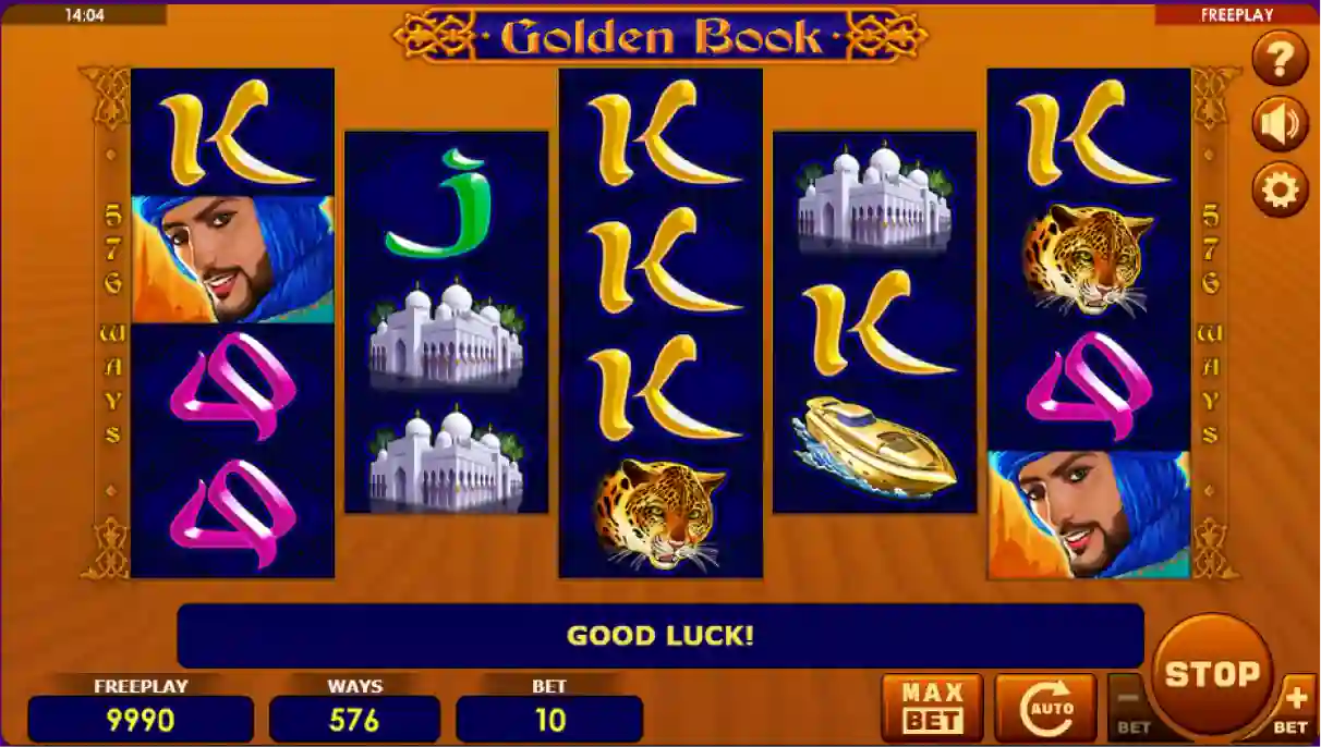 Golden Book slot reels with prince princess and palace symbols