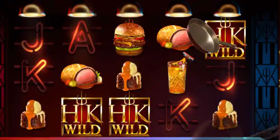 Gordon Ramsay Hells Kitchen slot gameplay with wilds and bonus features.