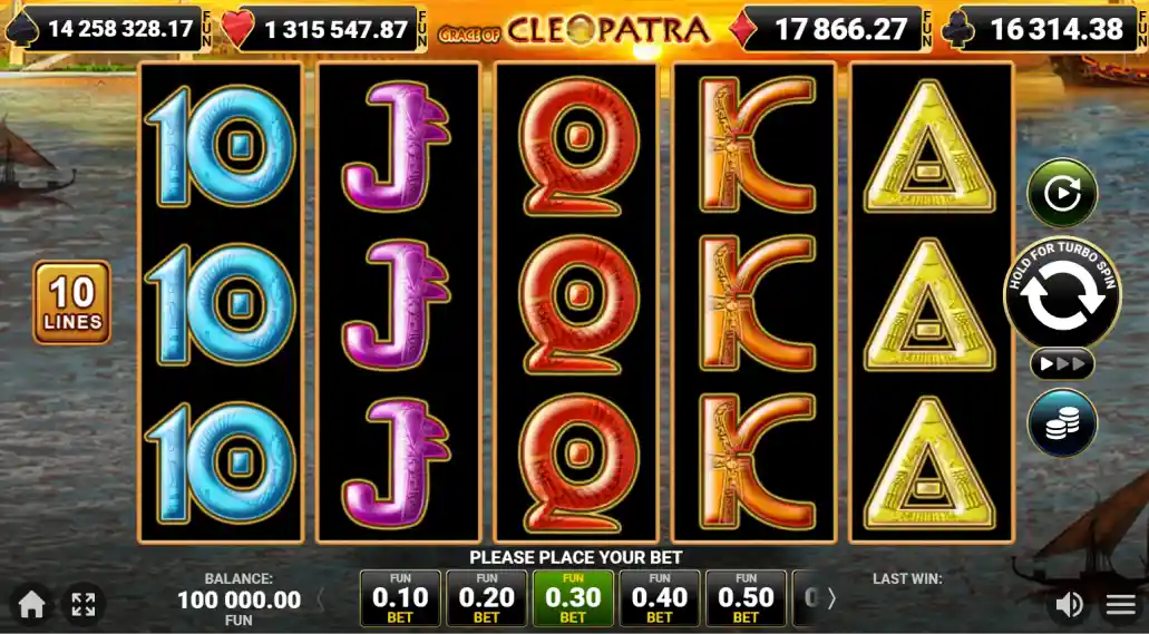 Grace of Cleopatra pokies for Aussie players with Egyptian symbols and reels