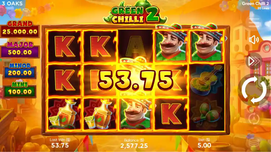 Green Chilli 2 slot logo with spicy theme and chili symbols