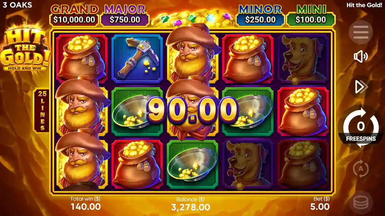 Hit the Gold slot gameplay with classic reels and jackpot features