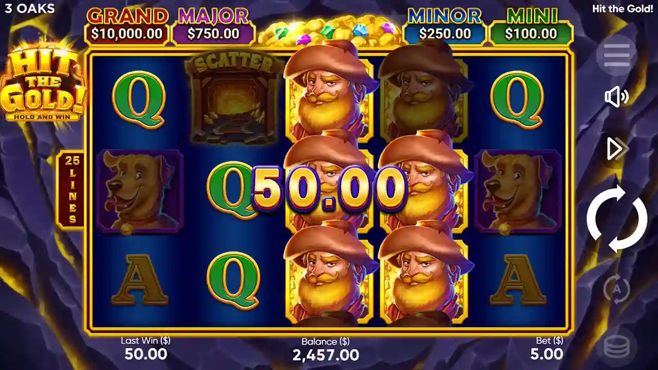 Hit the Gold slot logo with classic mining theme and gold nugget design