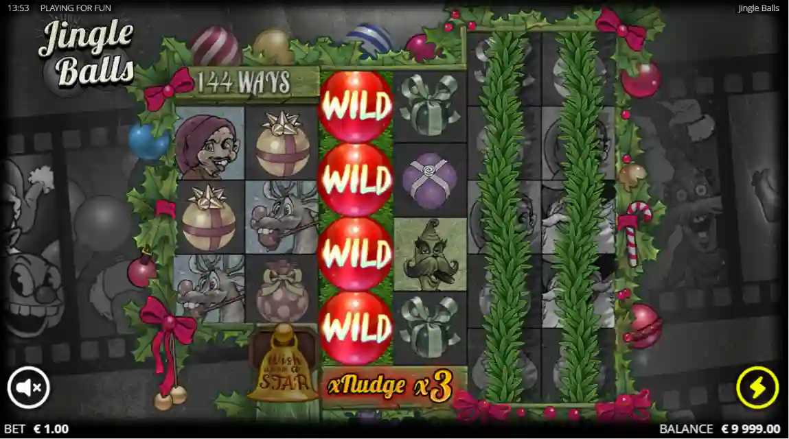 Jingle Balls slot gameplay with bonus features and festive graphics