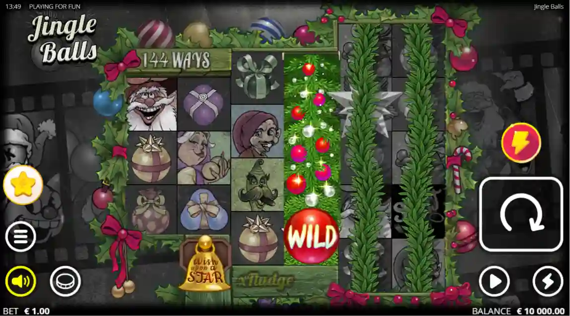 Jingle Balls slot logo with festive holiday theme and Christmas design