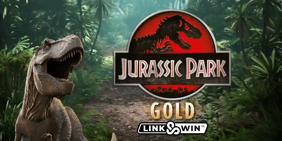 Jurassic Park slot logo with dinosaur theme and iconic movie branding
