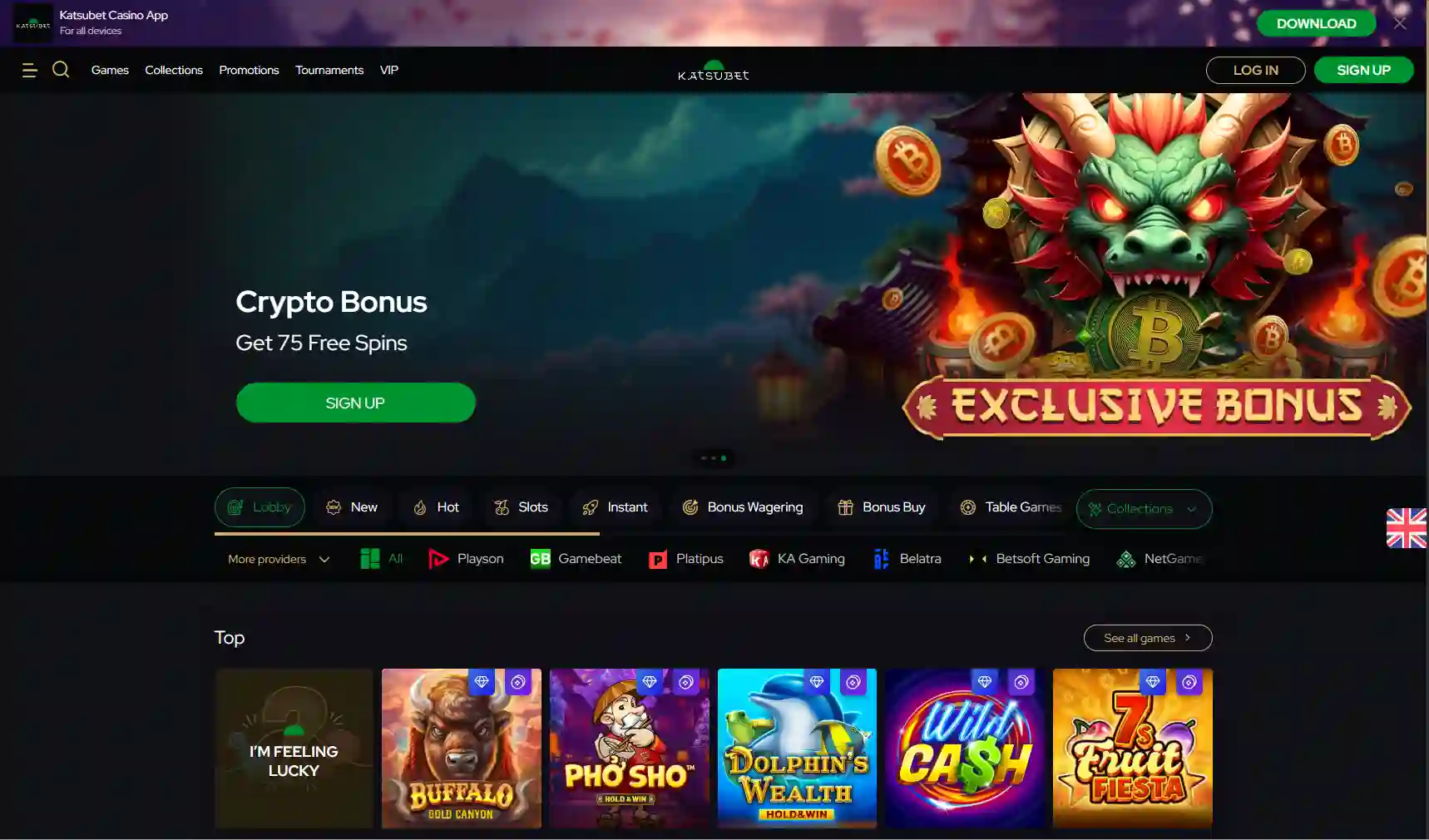 KatsuBet casino logo with modern branding and online gaming design