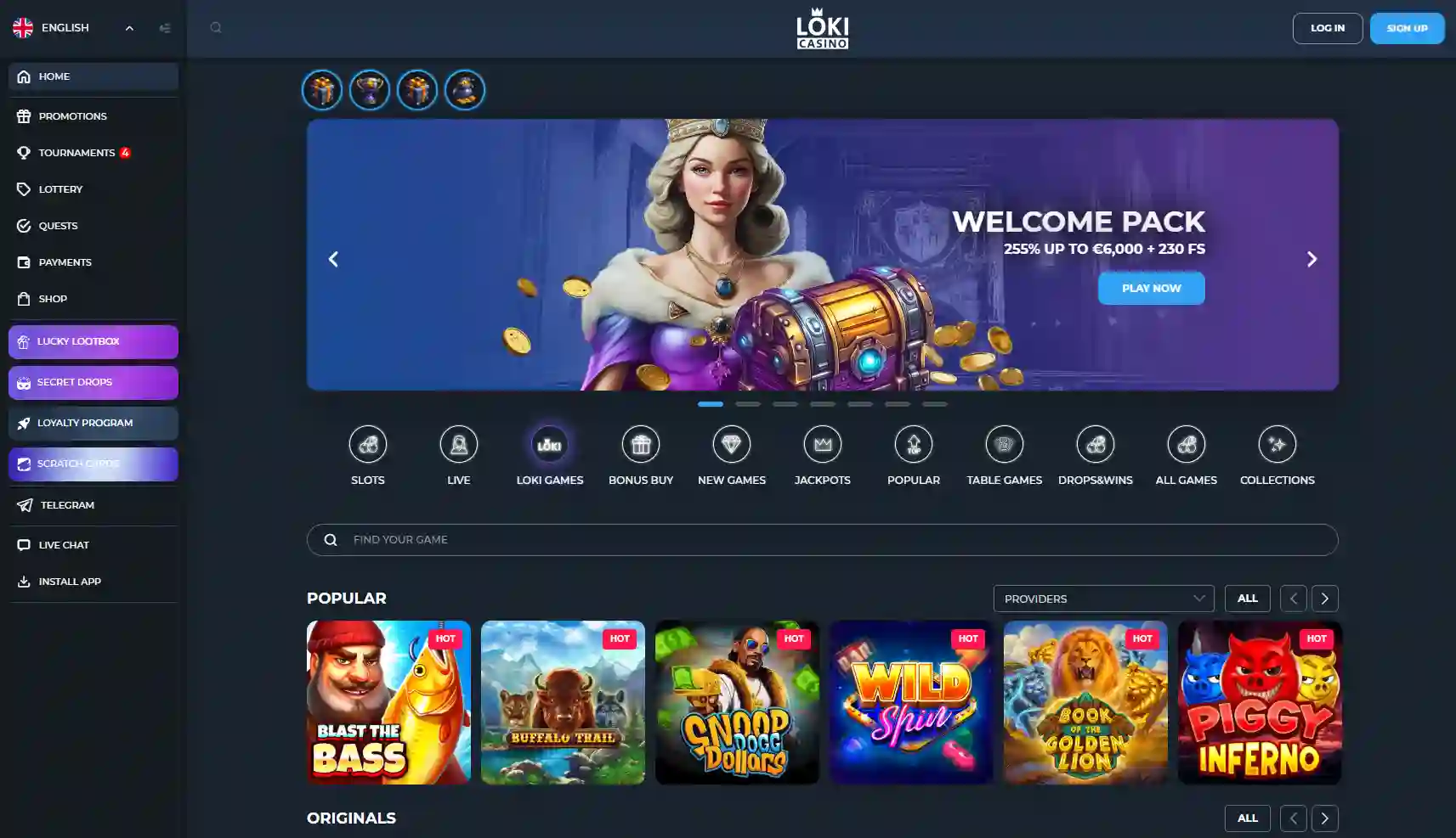 Loki Casino logo with Norse mythology theme and modern branding