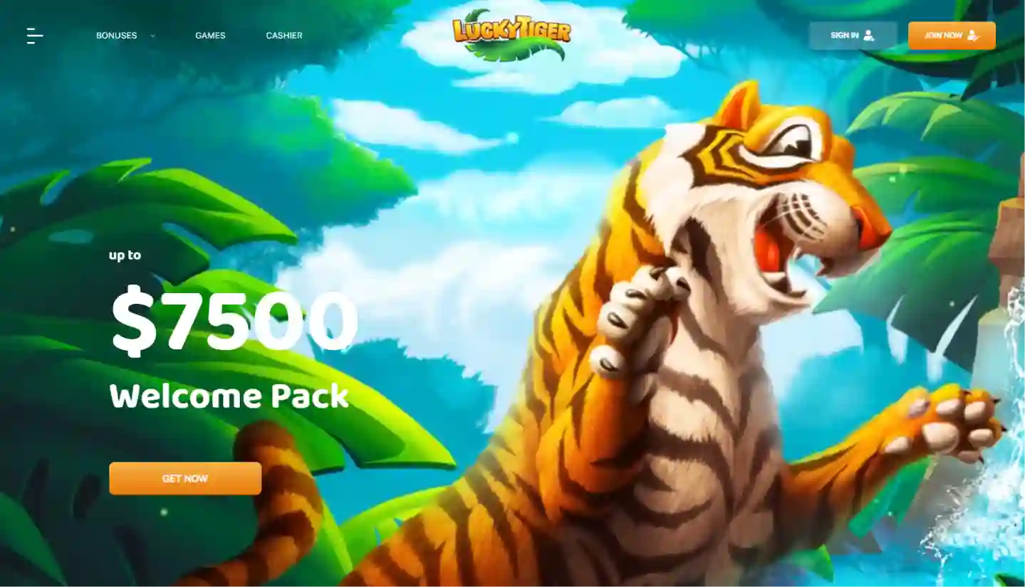 Lucky Tiger Casino logo with tiger mascot and bold casino branding