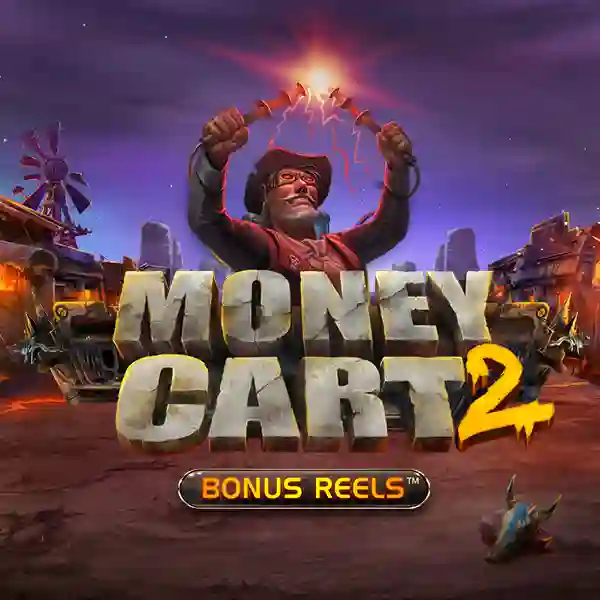 Money Cart slot logo with western theme and gold cart design