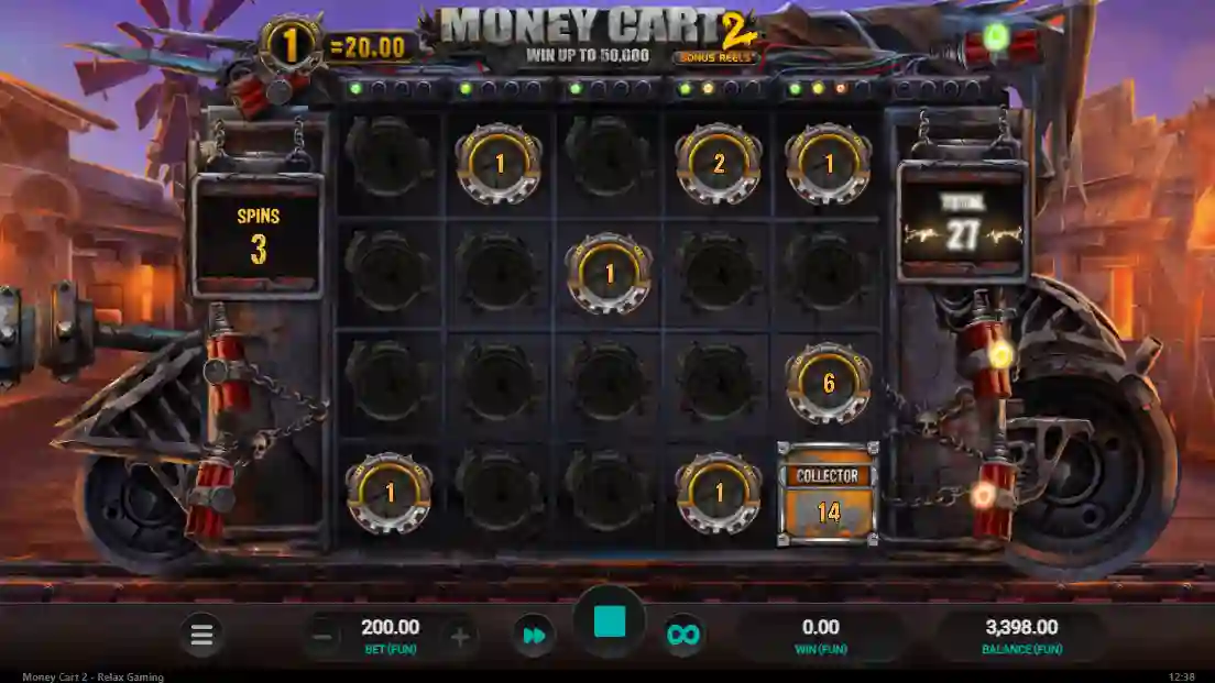 Money Cart free spins style bonus with respins and increasing multipliers