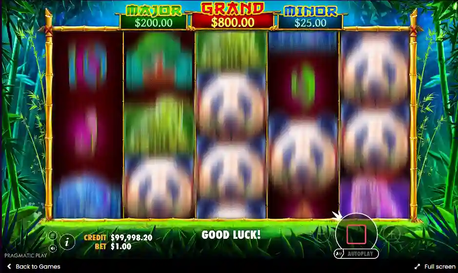 Panda Fortune slot reels with bamboo panda and lucky symbols