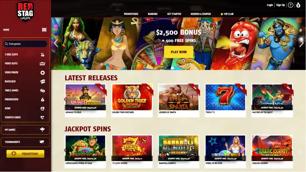 Red Stag Casino logo with bold stag symbol and classic branding