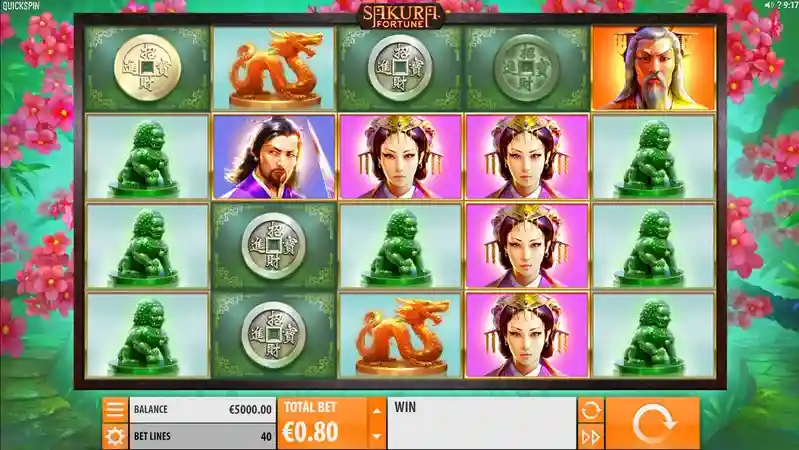 Sakura Fortune slot gameplay with wilds and bonus features