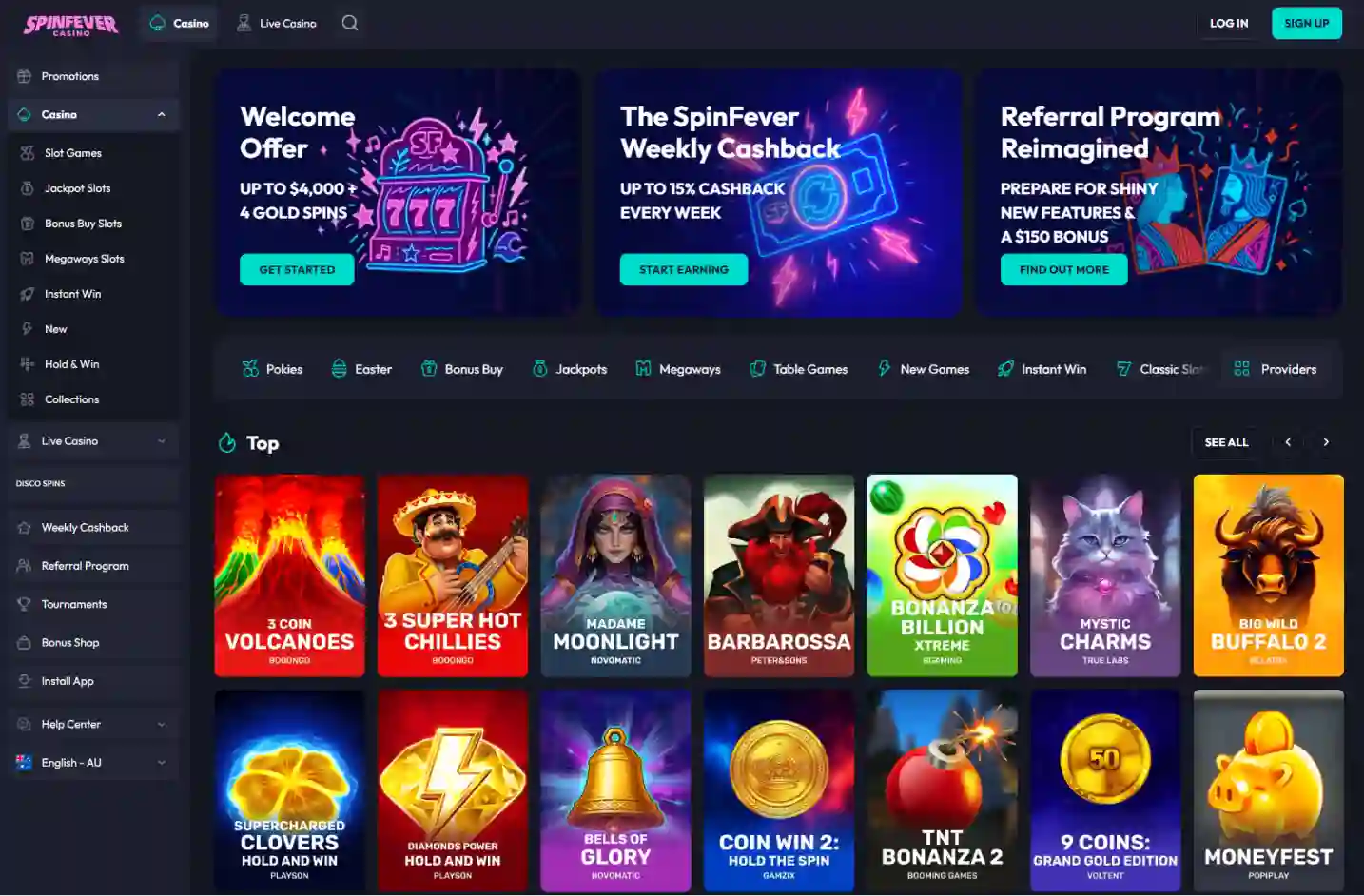 SpinFever Casino logo with disco style branding and modern online casino design