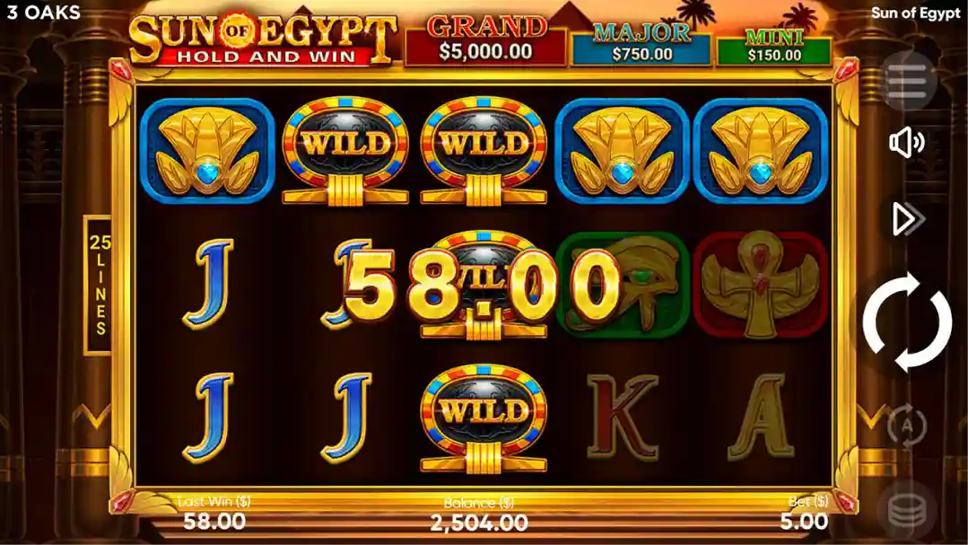 Sun of Egypt slot logo with ancient Egypt theme and golden sun symbol
