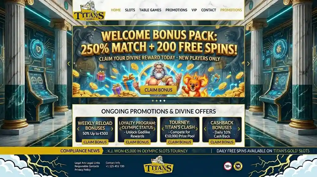 Titan Casino bonus offer with cashback promotions and loyalty rewards