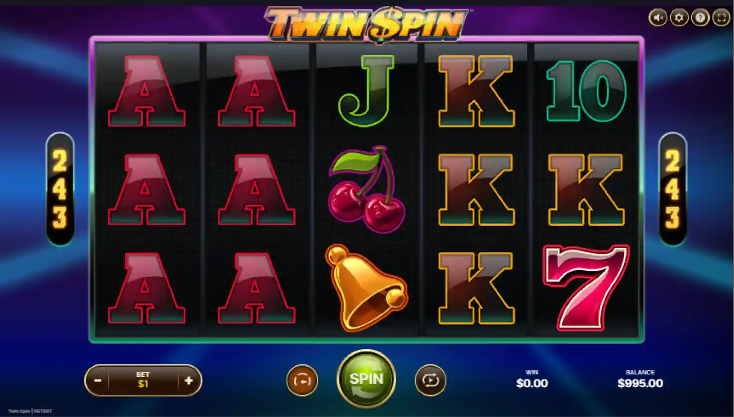 Twin Spin pokies for Aussie players with fruit symbols and linked reels